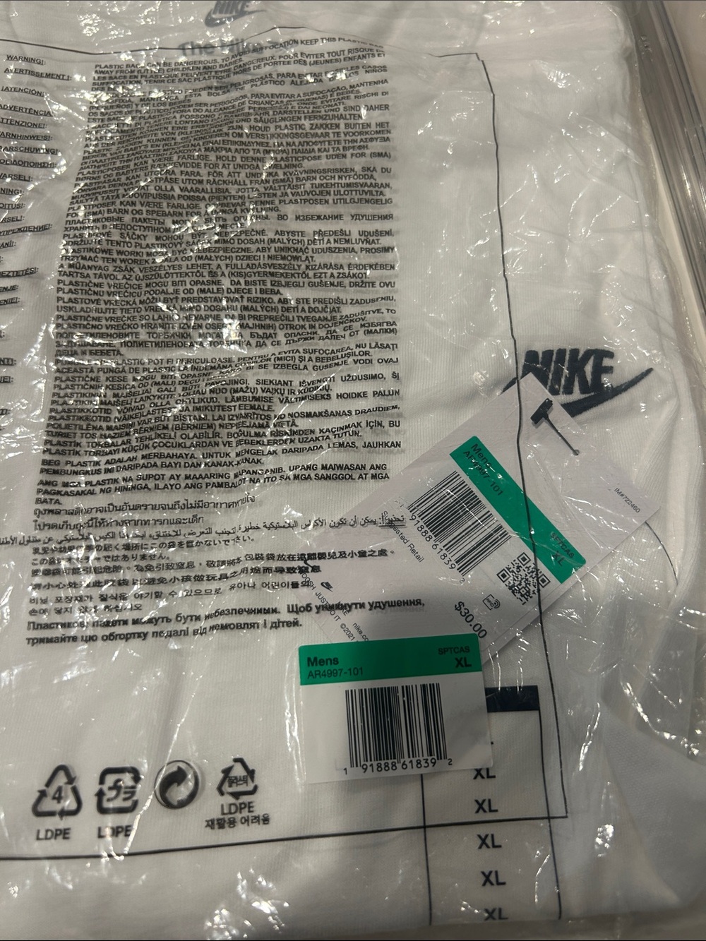 Nike White T-Shirt with Navy Swoosh - Picture 3 of 4